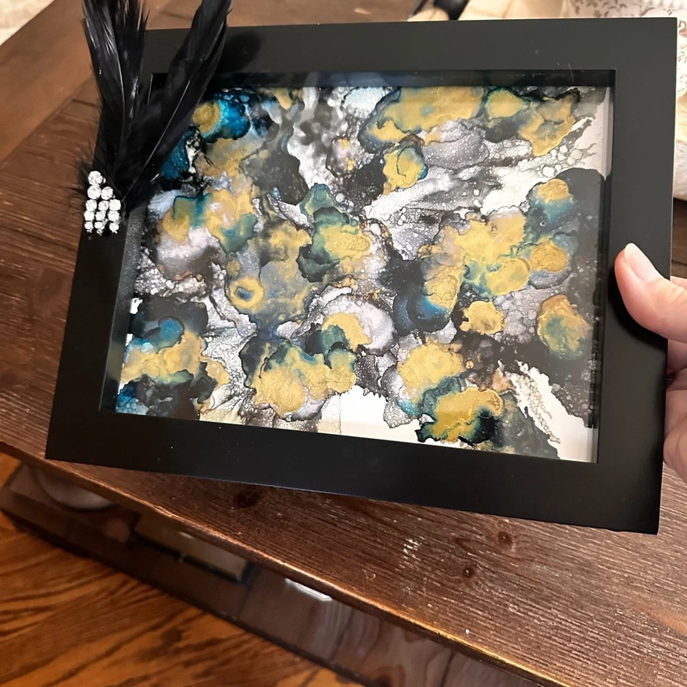 Hand Crafted Black and Gold Decorative vanity accent Tray